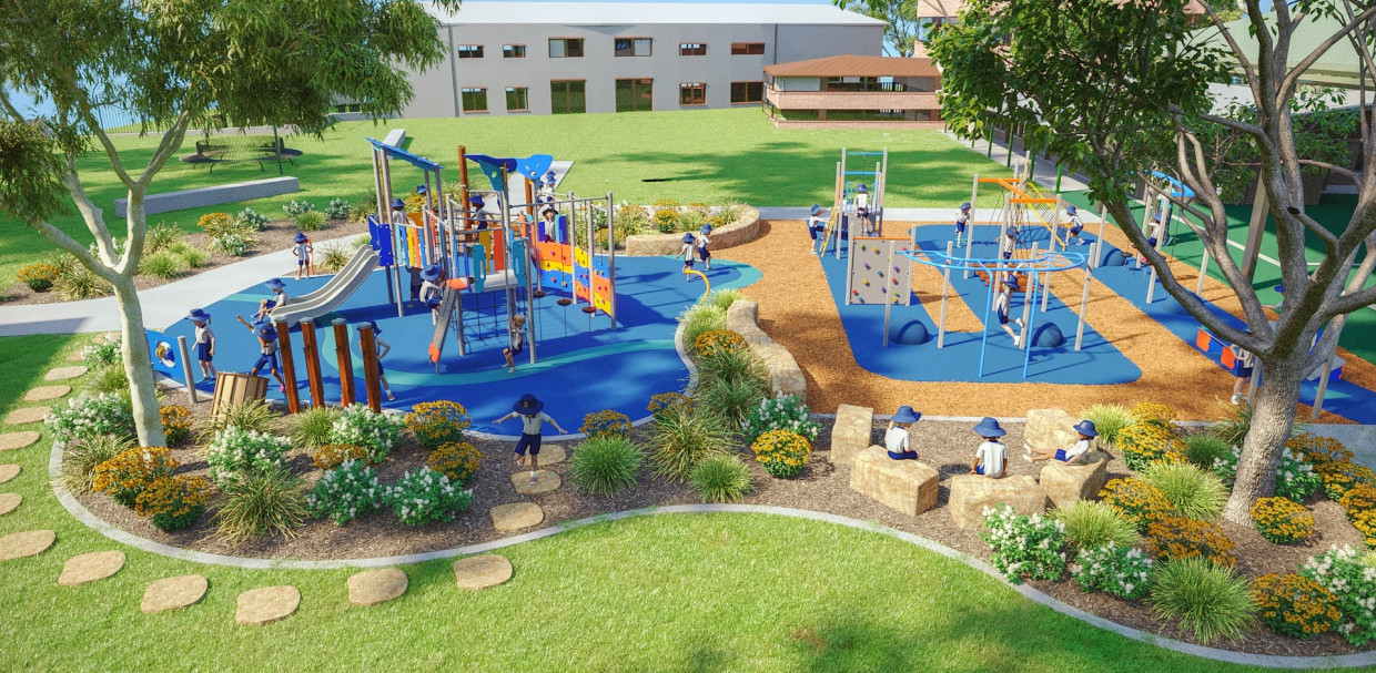 Compact school playground design at Ashbury Public School