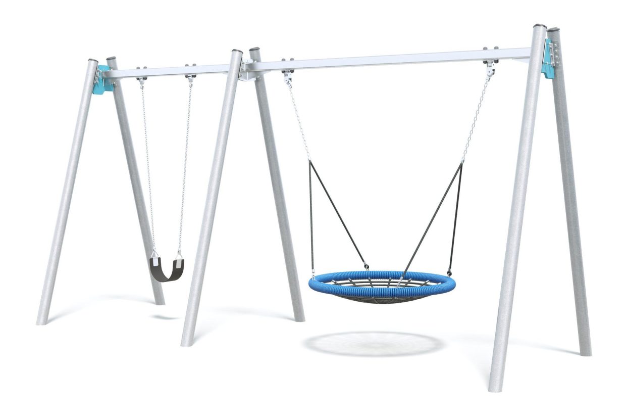Connect Double Bay Junior Swing, Nest Seat in Sapphire Coast colour scheme.