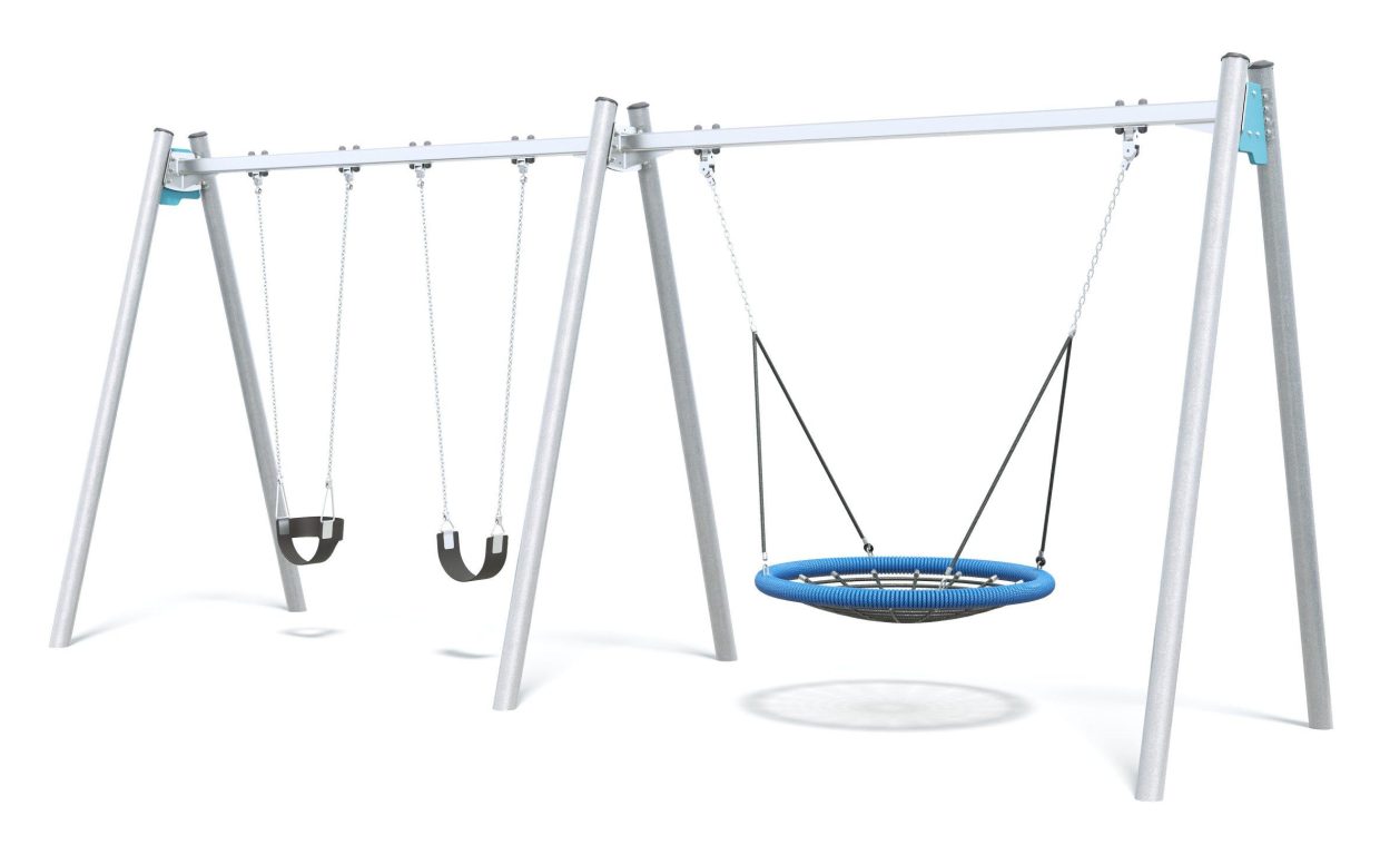 Connect Double Bay Swing, Nest Seat in Sapphire Coast colour scheme.