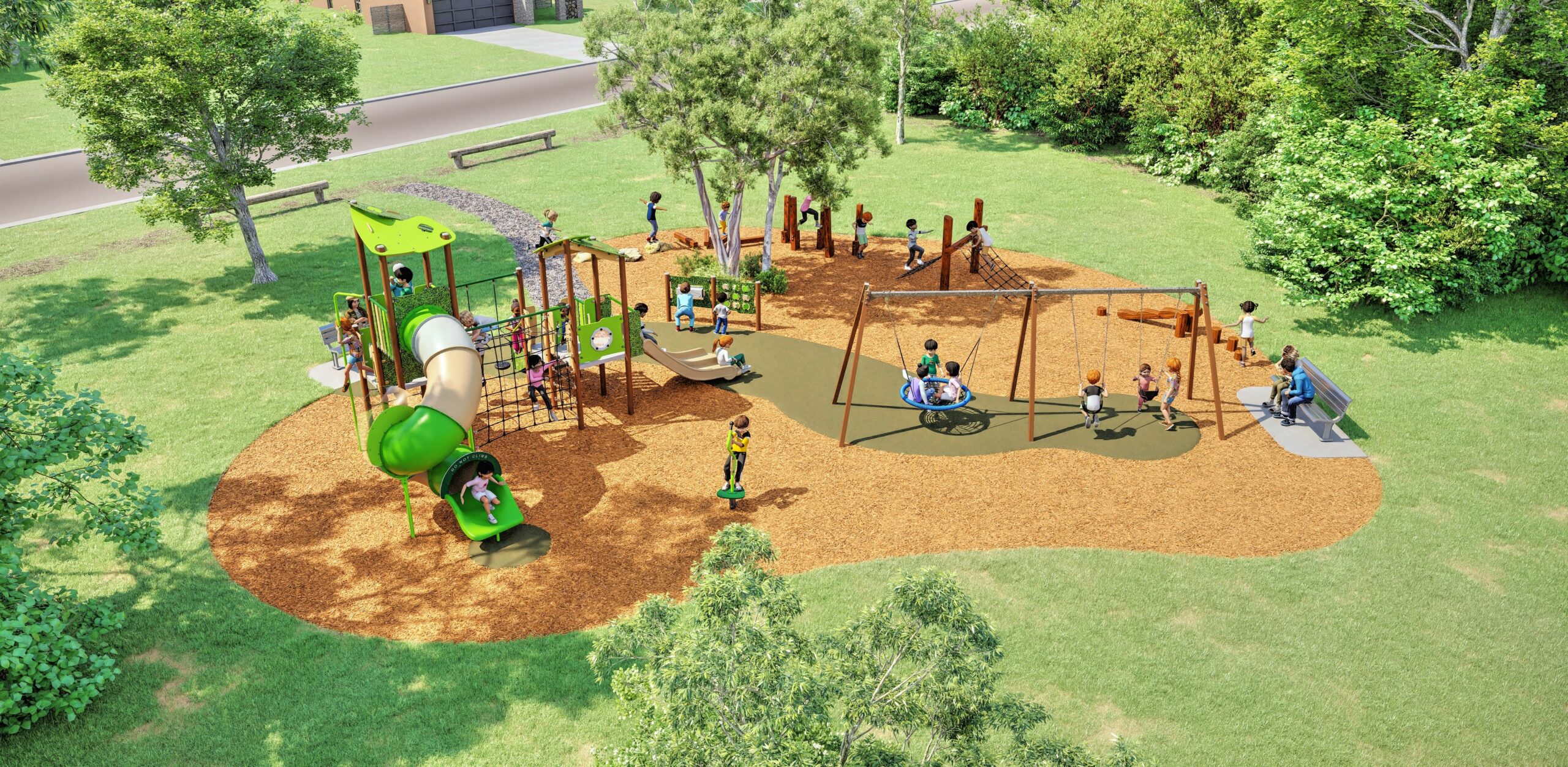 Large playground concept for an equipment budget from $75,000 to $100,000