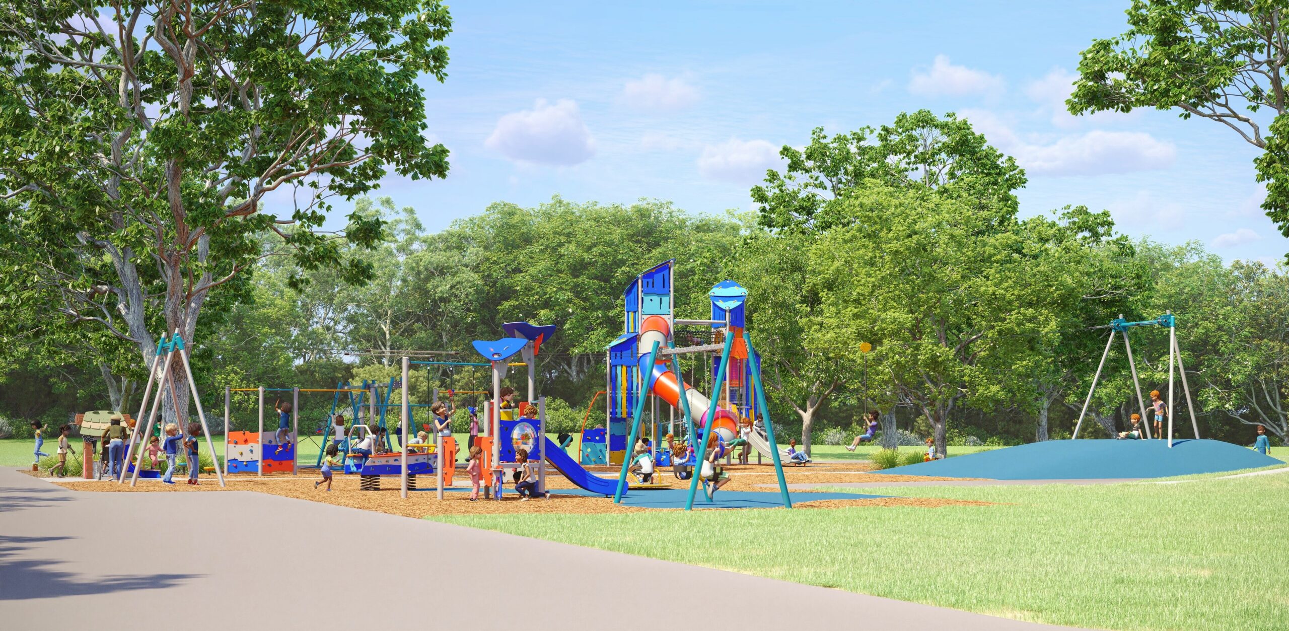 Destination playground concept for an equipment budget from $150,000 to $300,000