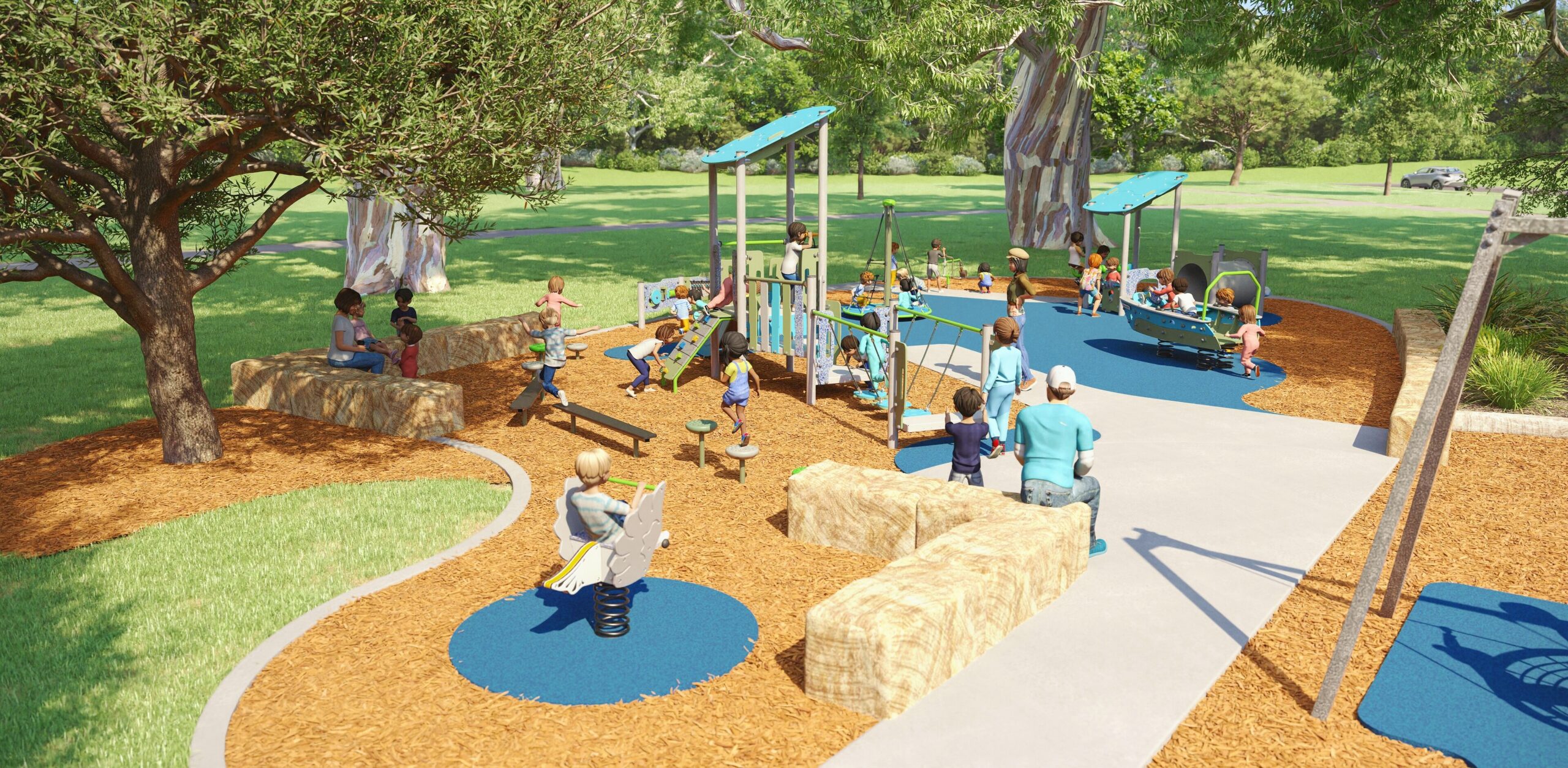 Commercial playground concept for an equipment budget from $50,000 to $75,000