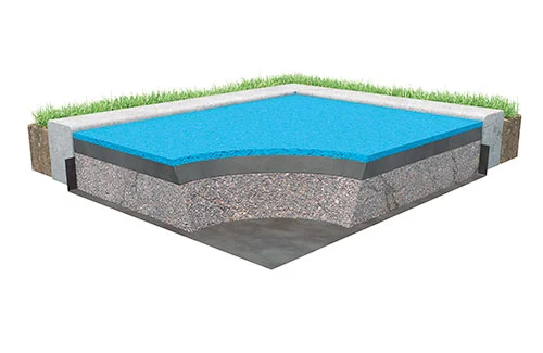 Unitary playground surfacing with wetpour