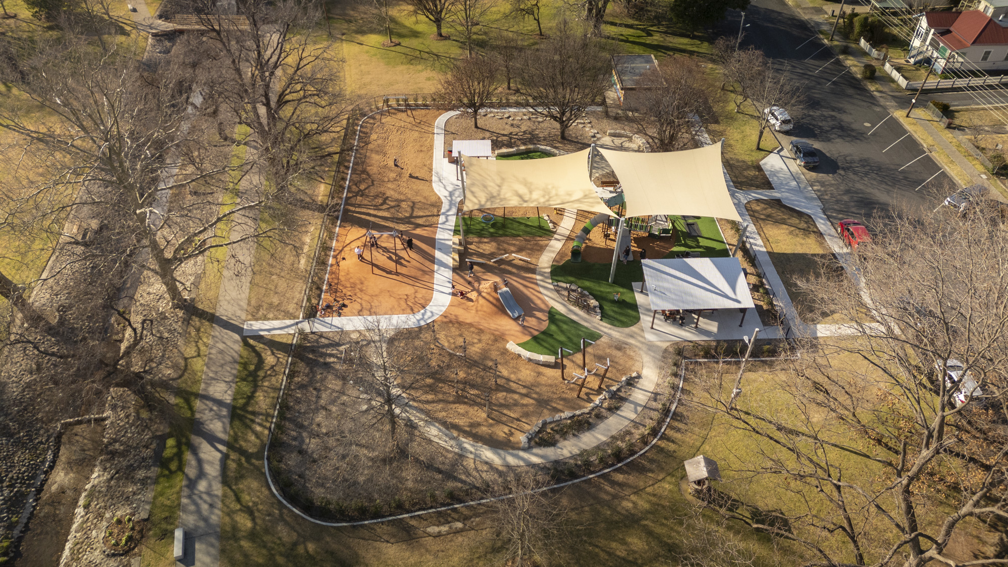 Council grants helped fund Anzac Park playground in Glen Innes, with paths and shade
