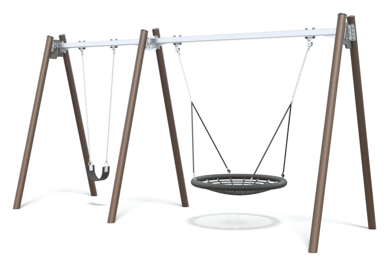 Connect Double Bay Junior Swing, Nest Seat in Paperbark Camp colour scheme.