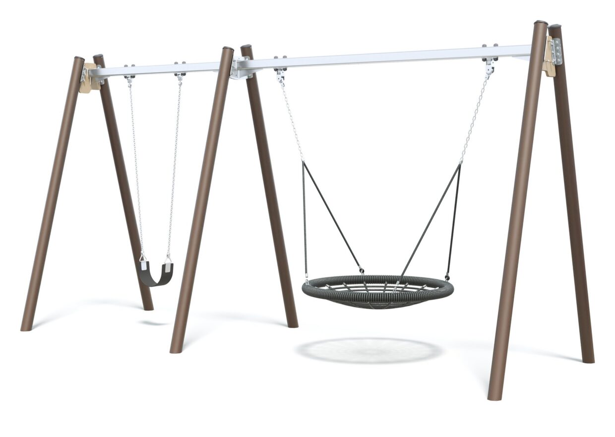 Connect Double Bay Junior Swing, Nest Seat in Snow Gum colour scheme.
