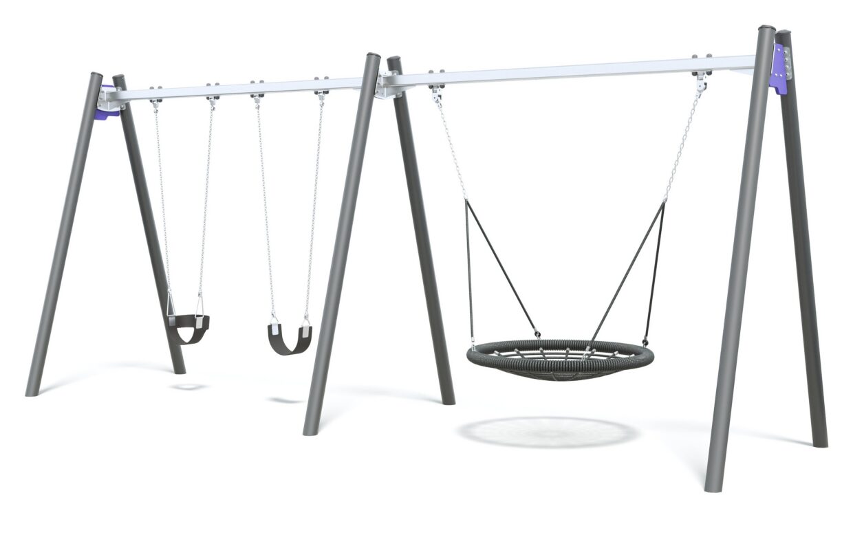 Connect Double Bay Swing, Nest Seat in Native Violet colour scheme.
