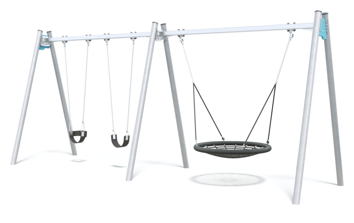 Connect Double Bay Swing, Nest Seat in Sapphire Coast colour scheme.