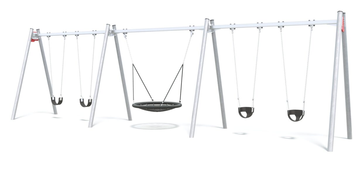 Connect Triple Bay Swing, Nest Seat in Flowering Fuscia colour scheme.