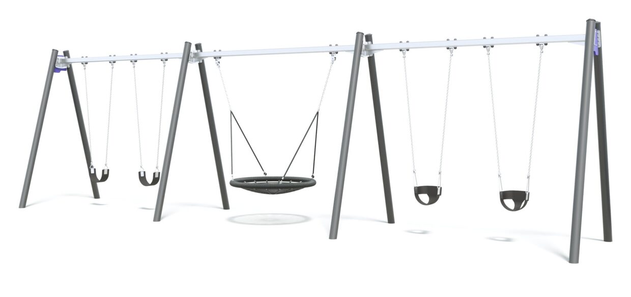 Connect Triple Bay Swing, Nest Seat in Native Violet colour scheme.