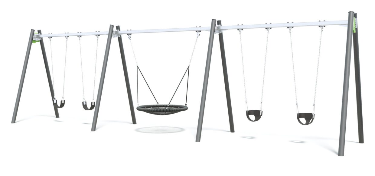 Connect Triple Bay Swing, Nest Seat in Rainbow Lorikeet colour scheme.