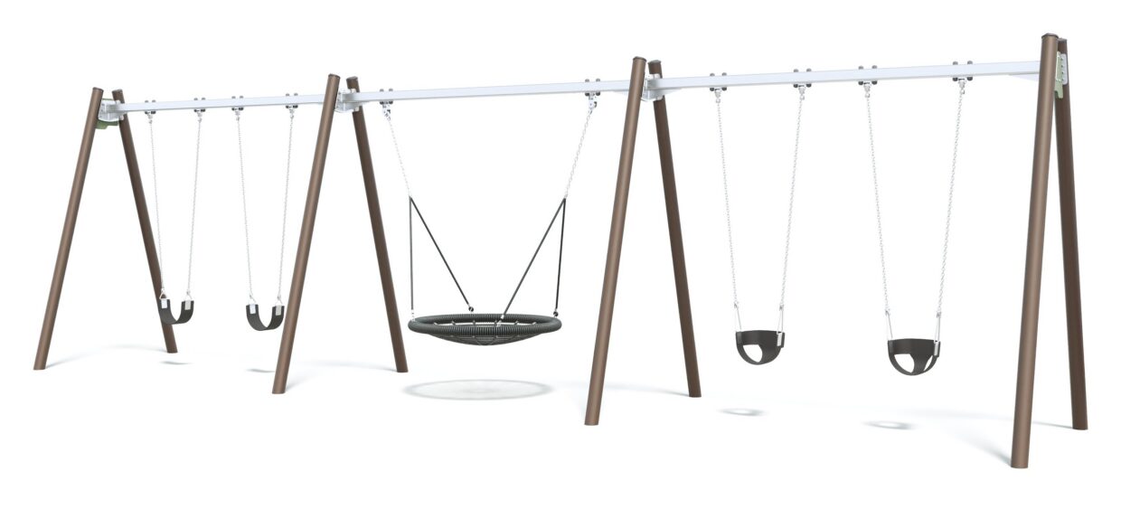 Connect Triple Bay Swing, Nest Seat in Snow Gum colour scheme.